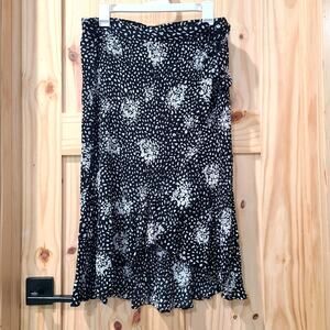 Knox Rose Black White Pull On Crinkle Faux Wrap Skirt Abstract Textured Size XXL